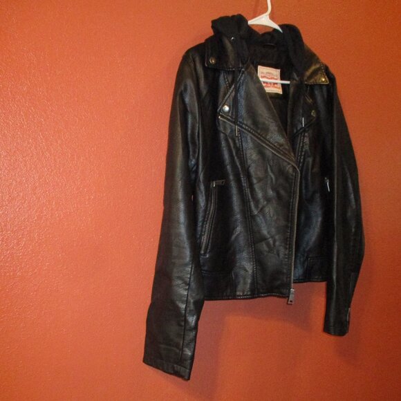 Levi Woman Medium Black Full Zip Pockets Hooded Jacket - Picture 2 of 11